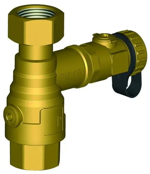 Messing Absperrhahn mit Gewindeanschlüssen, hergestellt von IMI Hydronic Engineering, für die Steuerung von Flüssigkeitsströmen in Rohrleitungssystemen.